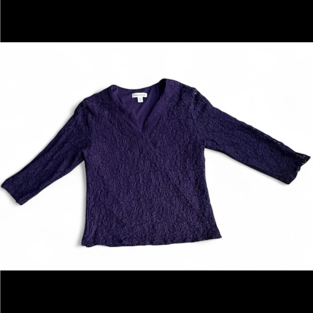 Coldwater Creek Purple Lace Embroidered Blouse Top Size Medium